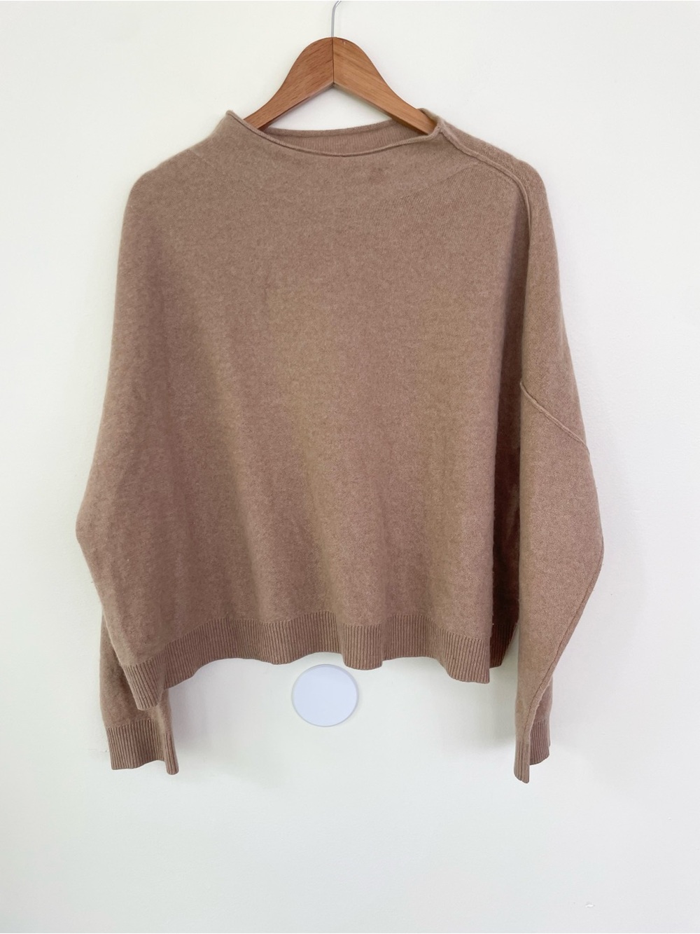 Anthropologie PILCRO Alani 100% Cashmere Mock Neck Sweater L Large Camel Tan - Picture 3 of 10
